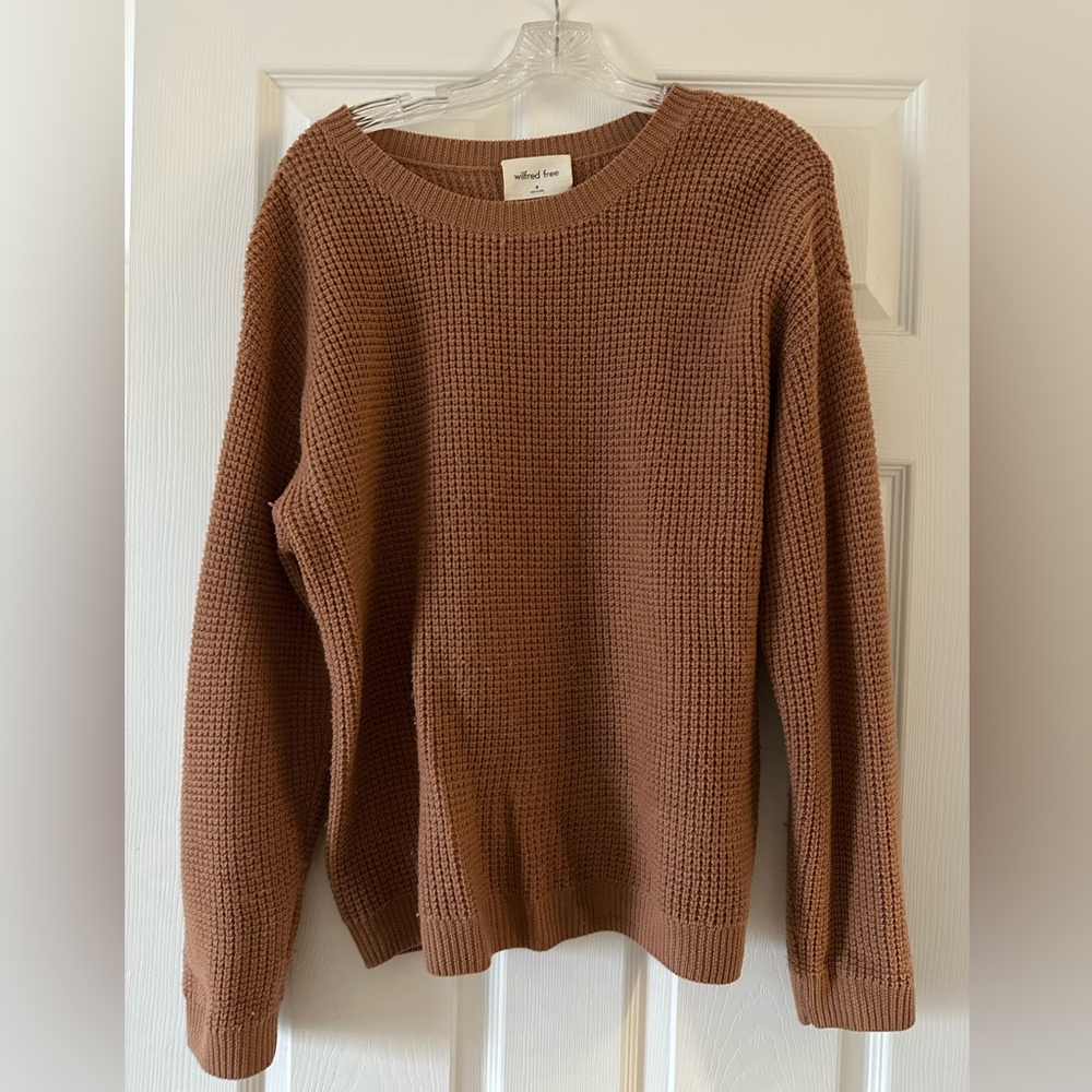 Aritzia wilfred free orange brown knit sweater
